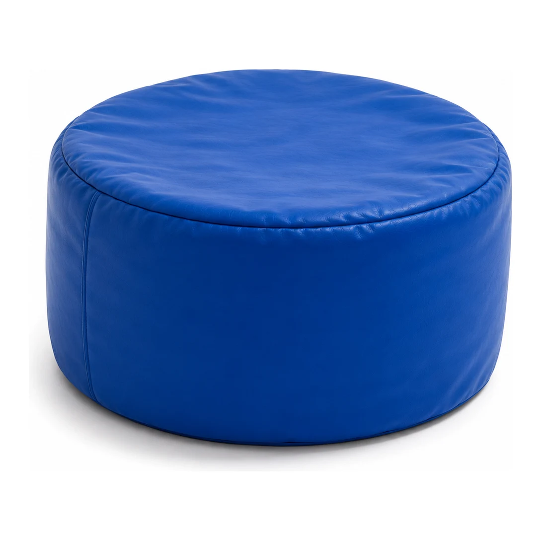 Fotoliu Puf Cilindru Imitatie Piele Albastru cobalt